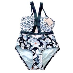 NEW Laundry by Shelli Segal One Piece Cutout Swimsuit Teal Blue Green Size XS